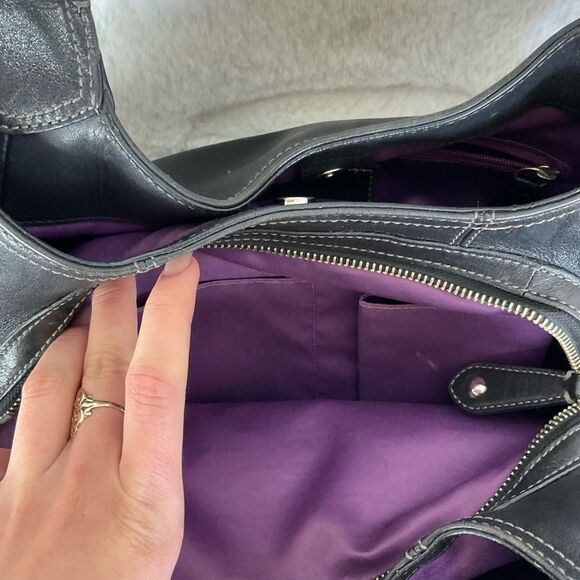 Coach Woman Black Leather Madison Maggie 3 Section Hobo Shoulder Tote Bag 14336 - Picture 12 of 17